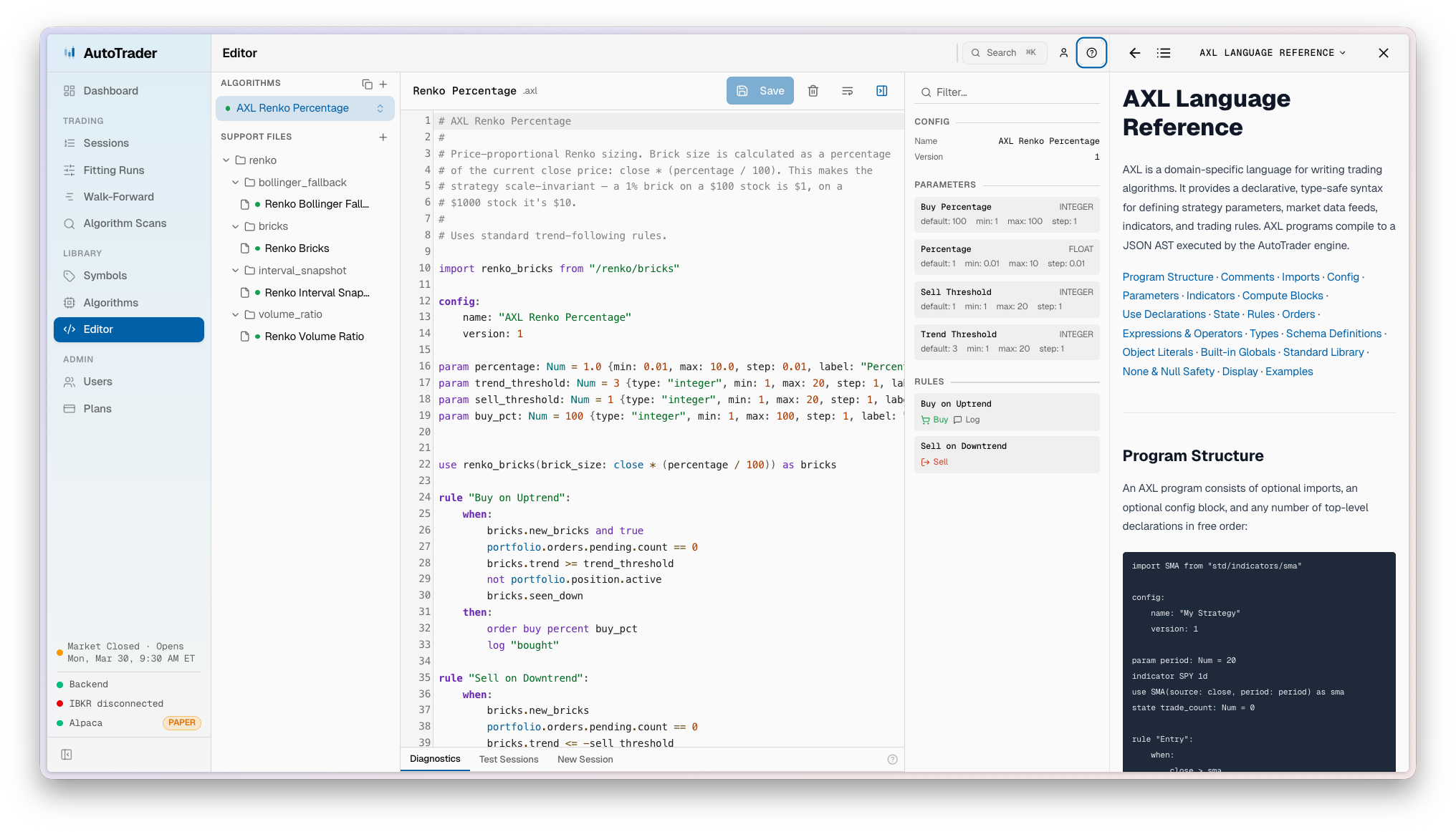 AutoTrader AXL editor